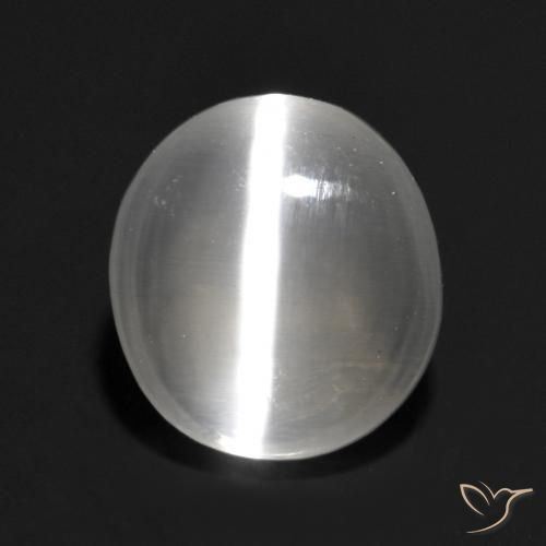 1.30ct 天然 白色 硅线石猫眼, 椭圆形, 透明