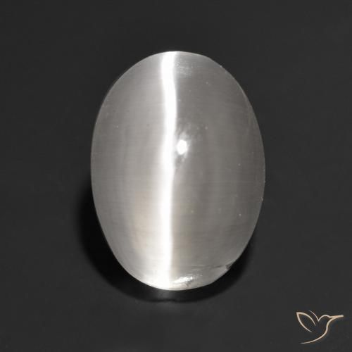 1.34ct 天然 非常浅灰色 硅线石猫眼, 椭圆形, 透明