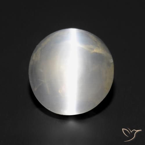 1.57ct 天然 暖白 硅线石猫眼, 圆形的, 透明