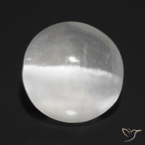 1.32ct 天然 半透明白色 硅线石猫眼, 圆形的, 透明