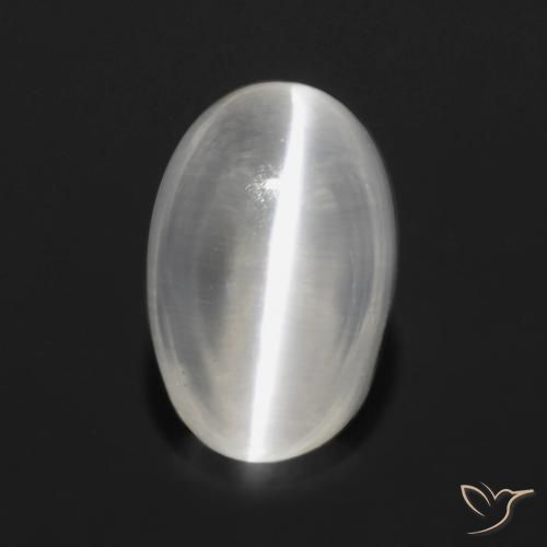 0.97ct 天然 半透明白色 硅线石猫眼, 椭圆形, 透明