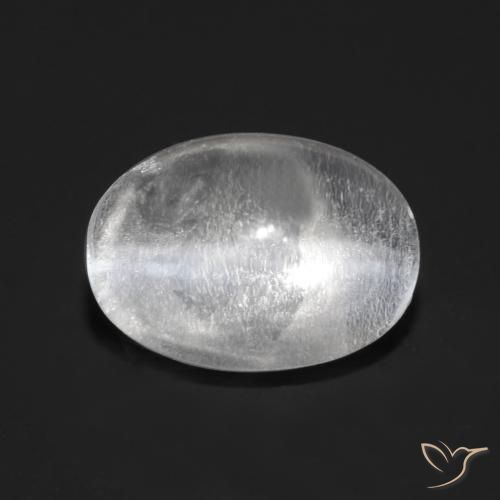 0.88ct 天然 清晰的白色 硅线石猫眼, 椭圆形, 透明