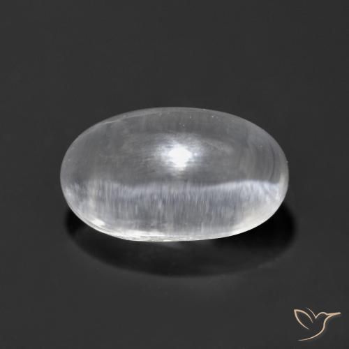 1.24ct 天然 清晰的白色 硅线石猫眼, 椭圆形, 透明