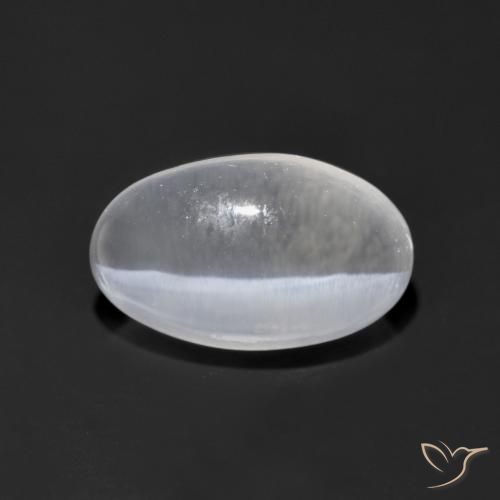 1.39ct 天然 清晰的白色 硅线石猫眼, 椭圆形, 透明