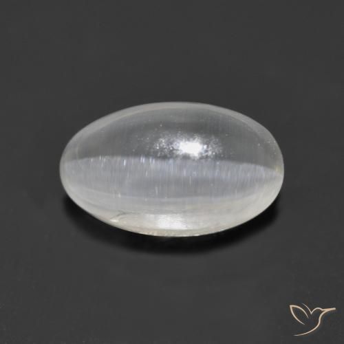 1.46ct 天然 清晰的白色 硅线石猫眼, 椭圆形, 透明