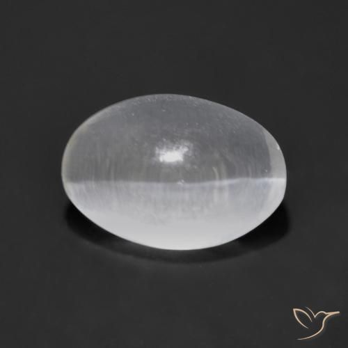 1.25ct 天然 清晰的白色 硅线石猫眼, 椭圆形, 透明
