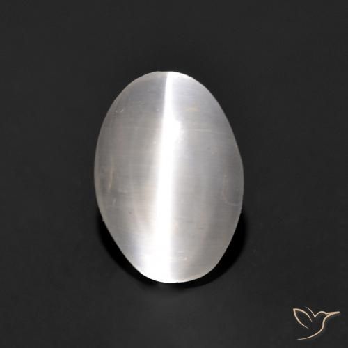 0.96ct 天然 非常浅灰色 硅线石猫眼, 椭圆形, 透明