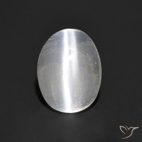 0.83ct 天然 清晰的白色 硅线石猫眼, 椭圆形, 透明