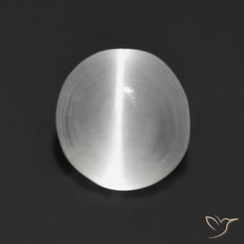 1.44ct 天然 白色 硅线石猫眼, 圆形的, 透明