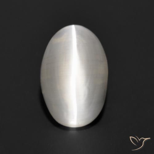 1.14ct 天然 非常浅灰色 硅线石猫眼, 椭圆形, 半透明