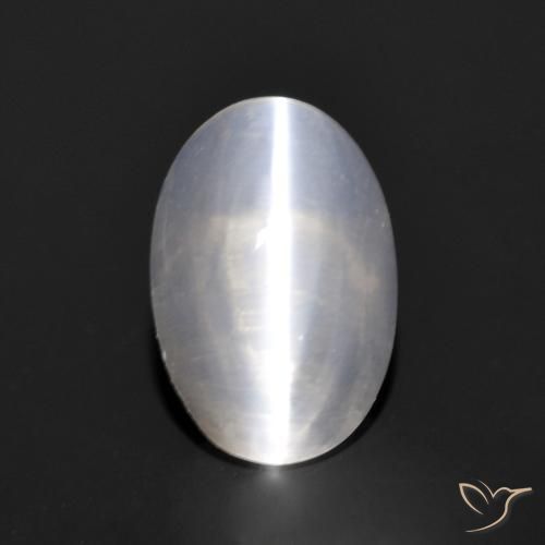 1.14ct 天然 非常浅灰色 硅线石猫眼, 椭圆形, 透明