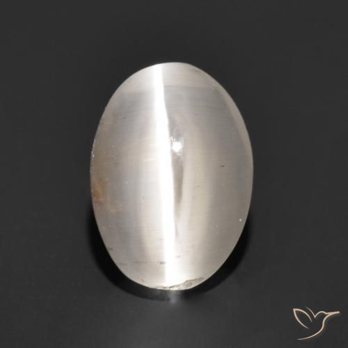 1.24ct 天然 非常浅灰色 硅线石猫眼, 椭圆形, 半透明