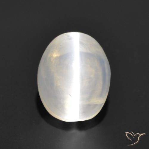0.96ct 天然 非常浅灰色 硅线石猫眼, 椭圆形, 透明