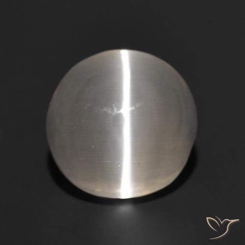 1.87ct 天然 非常浅灰色 硅线石猫眼, 圆形的, 半透明