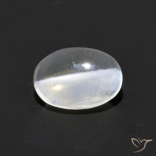 1.19ct 天然 清晰的白色 硅线石猫眼, 椭圆形, 透明