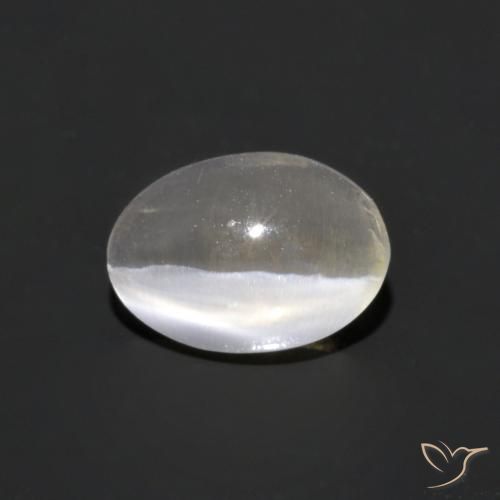 1.02ct 天然 暖白 硅线石猫眼, 椭圆形, 透明
