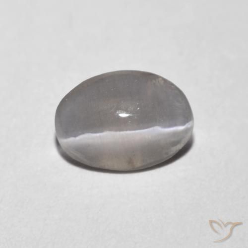 0.73ct 天然 非常浅灰色 硅线石猫眼, 椭圆形, 透明