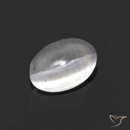 0.84ct 天然 非常浅灰色 硅线石猫眼, 椭圆形, 透明