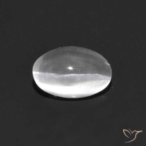 0.95ct 天然 非常浅灰色 硅线石猫眼, 椭圆形, 透明