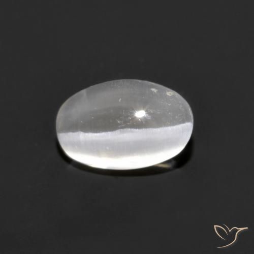 0.77ct 天然 非常浅灰色 硅线石猫眼, 椭圆形, 不透明