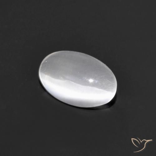 0.77ct 天然 非常浅灰色 硅线石猫眼, 椭圆形, 透明