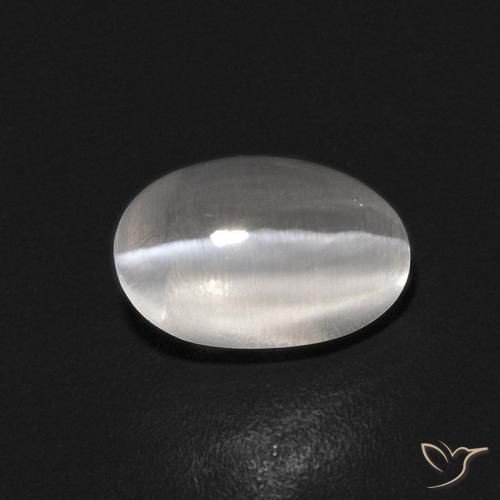 0.86ct 天然 清晰的白色 硅线石猫眼, 椭圆形, 透明