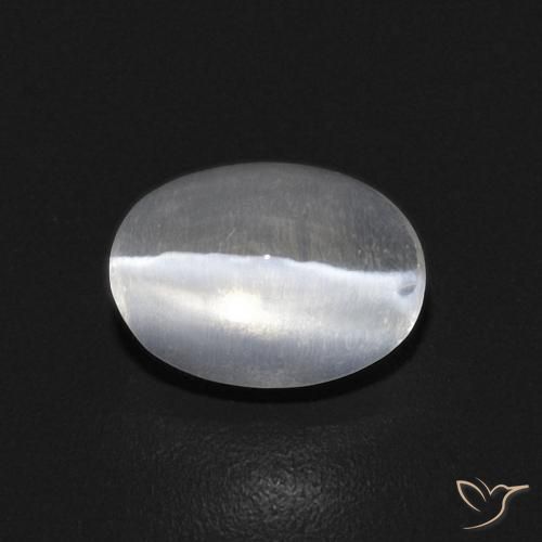0.91ct 天然 白色 硅线石猫眼, 椭圆形, 透明