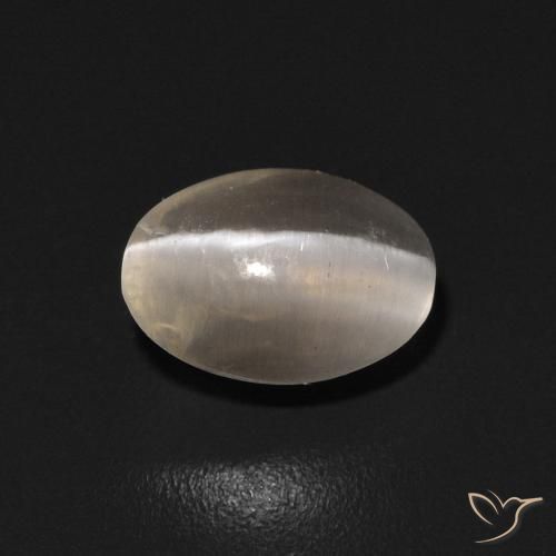 0.81ct 天然 暖白 硅线石猫眼, 椭圆形, 透明