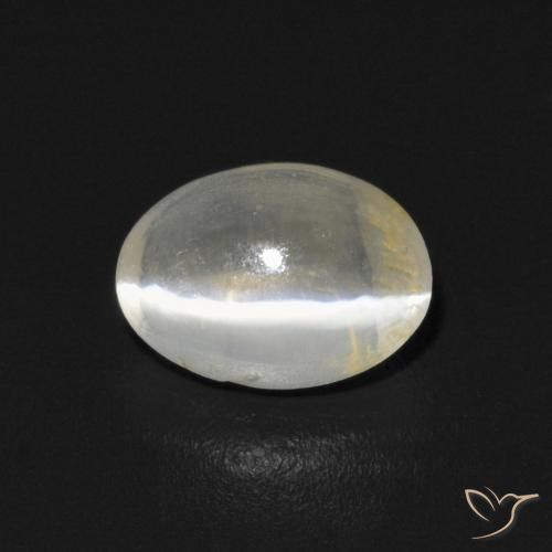 0.76ct 天然 暖白 硅线石猫眼, 椭圆形, 透明