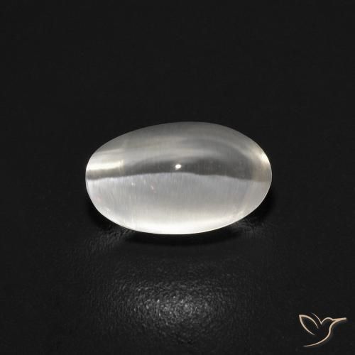 0.89ct 天然 非常浅灰色 硅线石猫眼, 椭圆形, 透明