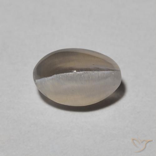 0.97ct 天然 Warm Grey 硅线石猫眼, 椭圆形, 半透明