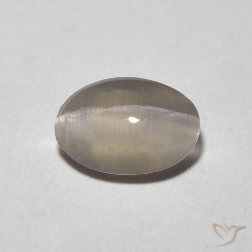 0.98ct 天然 非常浅灰色 硅线石猫眼, 椭圆形, 透明