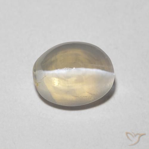 1.22ct 天然 暖白 硅线石猫眼, 椭圆形, 透明