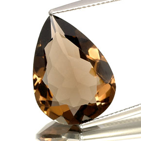 10.97克拉天然棕色烟晶，梨形，20×14.4毫米，VVS