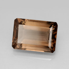 7.71克拉天然棕色烟晶，祖母绿式切割，14×9.9毫米，VS
