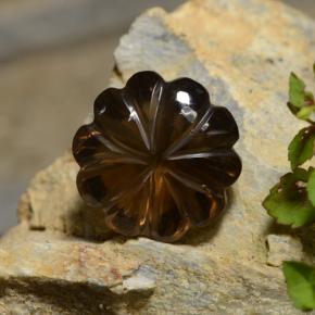 12.12克拉天然棕色烟晶，花形切工，15.5×15.1毫米，透明