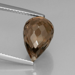 5.83克拉天然棕色烟晶，水滴珠形切工，13.2×8.8毫米，VVS-VS