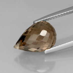 5.83克拉天然棕色烟晶，水滴珠形切工，13.2×8.8毫米，VVS-VS