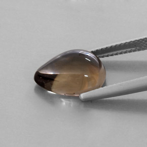 4.55克拉天然棕色烟晶，梨形，12.9×9.2毫米，透明
