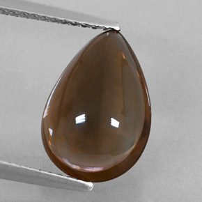 4.03克拉天然棕色烟晶，梨形，12.7×8.9毫米，透明