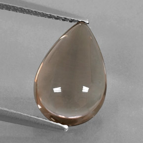 3.17克拉天然棕色烟晶，梨形，12.4×8.3毫米，透明