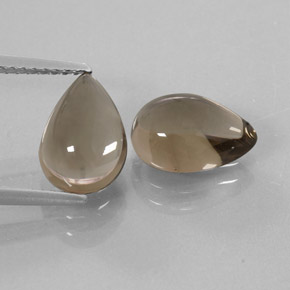 天然棕色烟晶，梨形，10×7毫米，透明