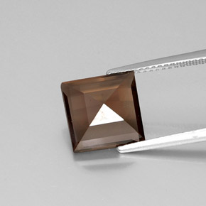 4.03克拉天然棕色烟晶，方形，10×10毫米，VVS-VS