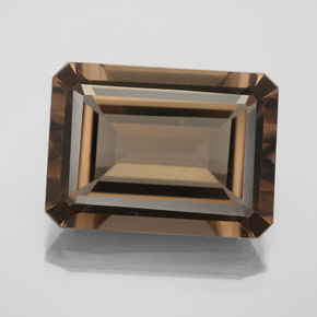 12.75克拉天然棕色烟晶，祖母绿式切割，17.9×13.1毫米，VS