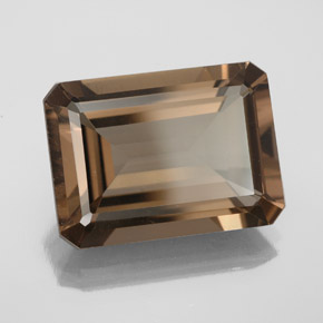 12.75克拉天然棕色烟晶，祖母绿式切割，17.9×13.1毫米，VS