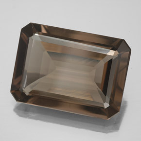 10.70克拉天然棕色烟晶，祖母绿式切割，17.8×12.9毫米，VS