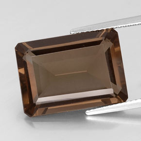 12.92克拉天然棕色烟晶，祖母绿式切割，18×13.1毫米，VVS-VS