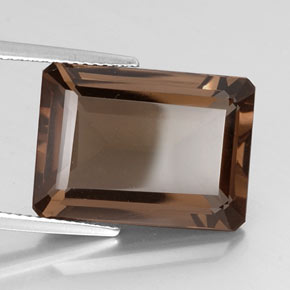 12.92克拉天然棕色烟晶，祖母绿式切割，18×13.1毫米，VVS-VS