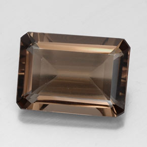 13.06克拉天然棕色烟晶，祖母绿式切割，18.2×13毫米，VVS-VS
