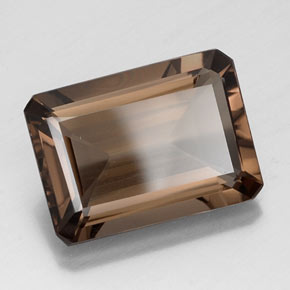 13.06克拉天然棕色烟晶，祖母绿式切割，18.2×13毫米，VVS-VS